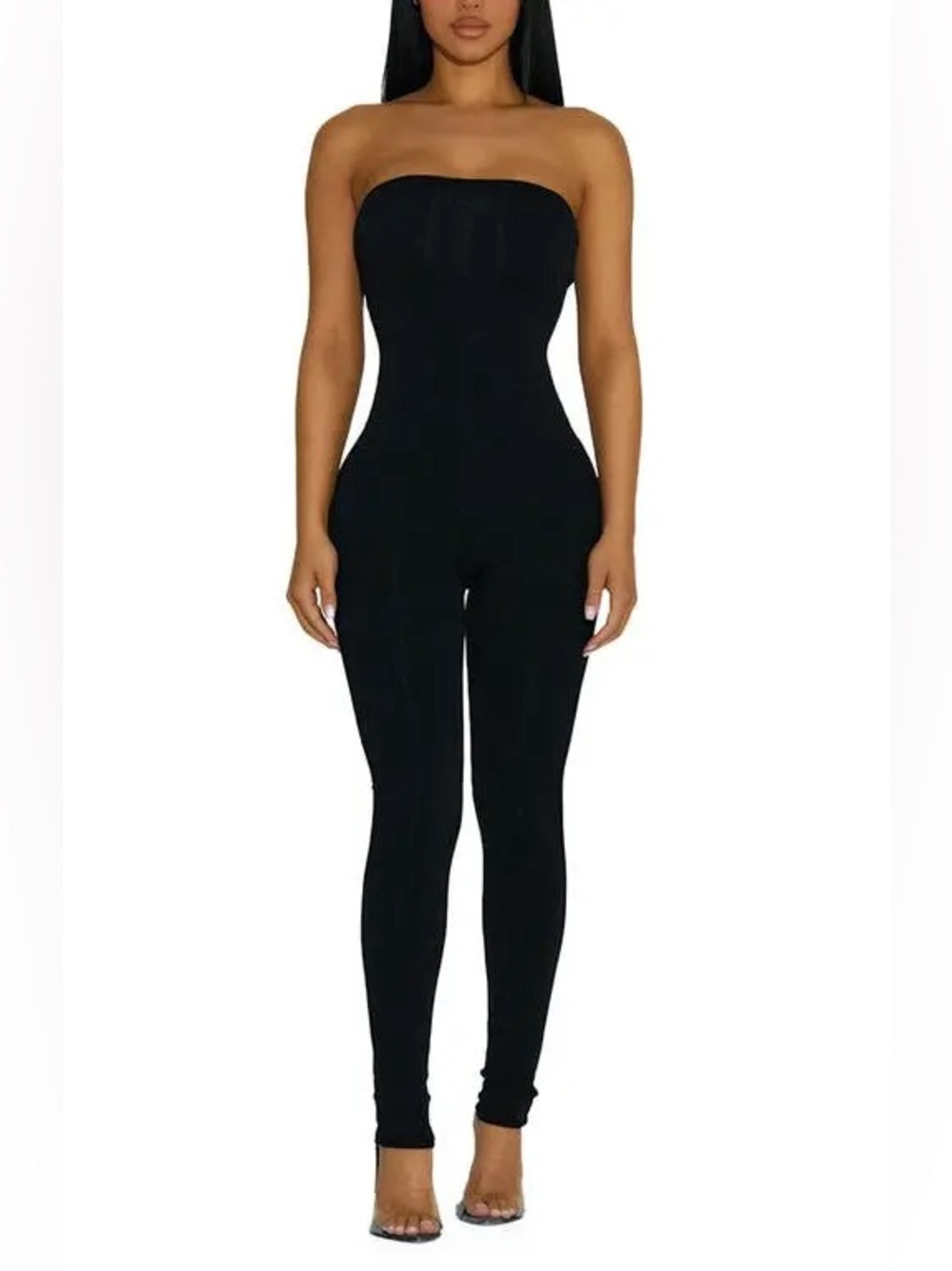 Naked Wardrobe The NW Tube Tight Strapless Jumpsuit Black
